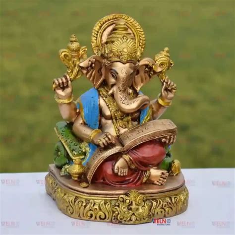 Large Sized Sitting Ganesha Satute Reading Ramayana Ram Mandir Model