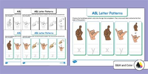 Asl X Z Letter Pattern Activities Professor Feito Twinkl