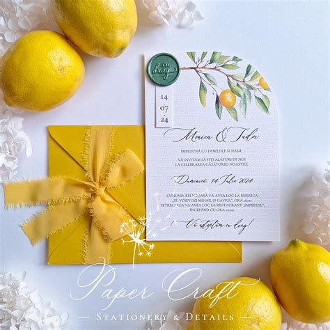 Invitație de nuntă Lemon Bliss Paper Craft Stationery Details