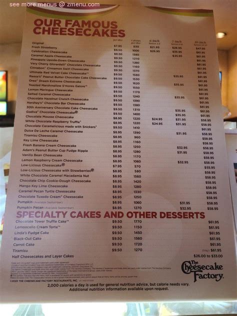 Online Menu Of The Cheesecake Factory Restaurant Westbury New York