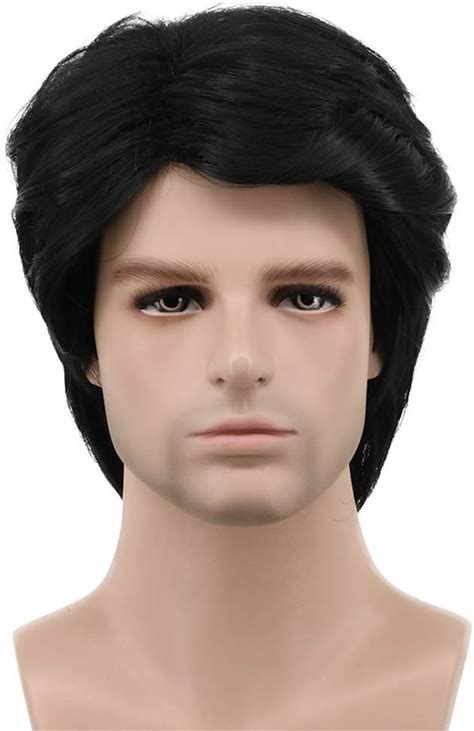 Karlery Mens Short Curly Fluffy Dark Brown Wig Halloween