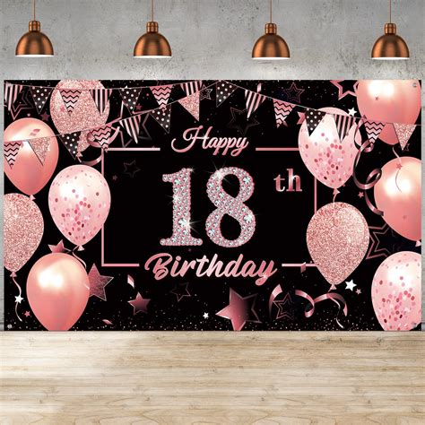 Buy Happy Birthday Banner Backdrop Decorations Extra Large Fabric Black Rose Gold Birthday Sign