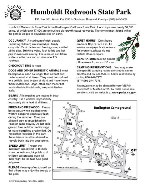 Humboldt Redwoods State Park Campground Map - Humboldt Redwoods State Park Weott CA • mappery