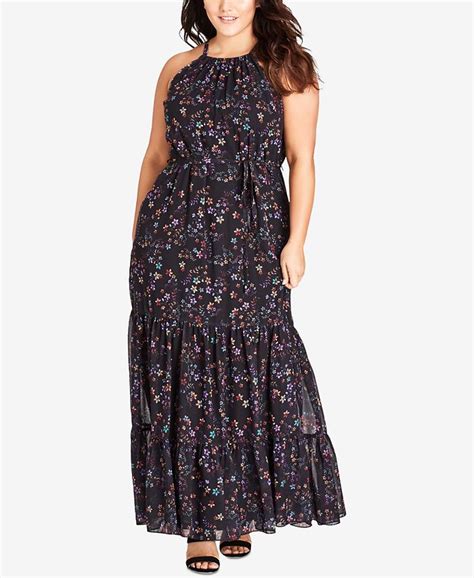 City Chic Trendy Plus Size Printed Maxi Dress Macys