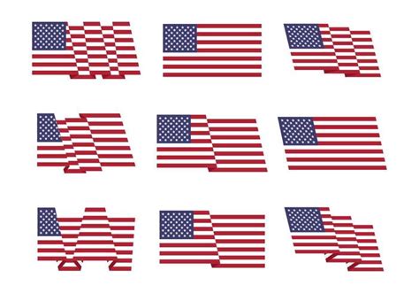 American Flag Set Vector Vector Art At Vecteezy