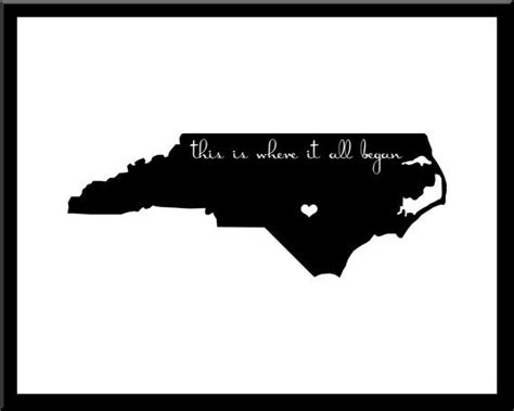 North Carolina State Silhouette Design 11x14 Printable Wall Art Com