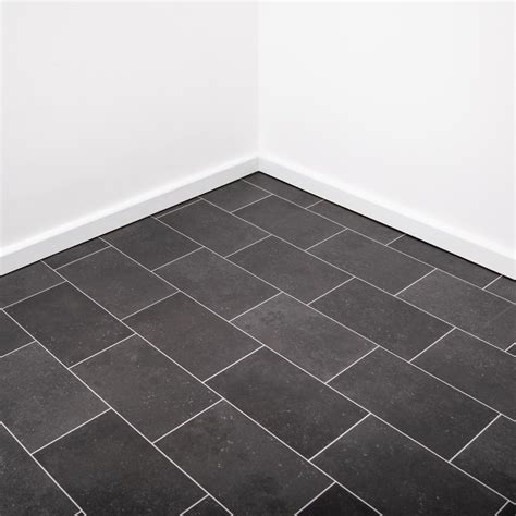 Black Tile Vinyl Flooring Roll 2m And 4m