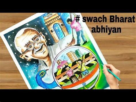 a person holding up a drawing with the words swach bhatt abhiyan