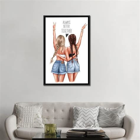 Icanvas Better Together Blonde And Brunette By Anastasia Kosyanova Framed Canvas Print Bed