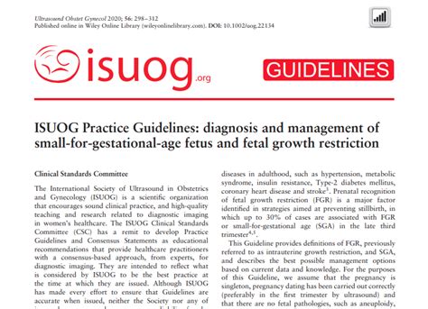 Practice Guidelines Diagnosis And Management Of Small For Gestational