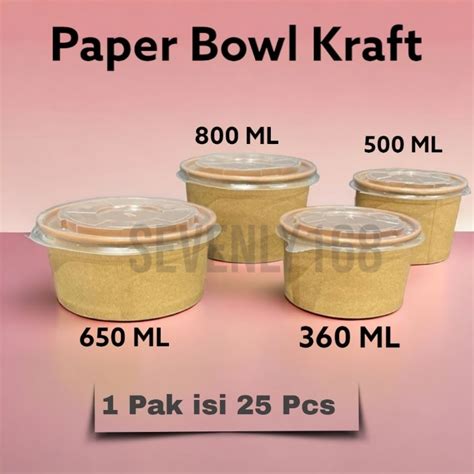 Jual Paper Bowl Kraft Nesto Isi Pcs Tanpa Tutup Laminasi Coklat