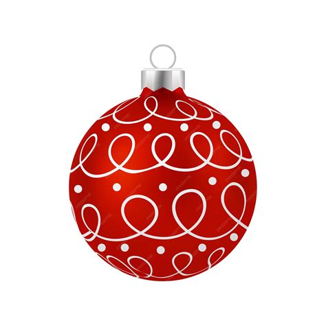 Bola De Navidad Roja Con Adorno Blanco Vector Vector Premium