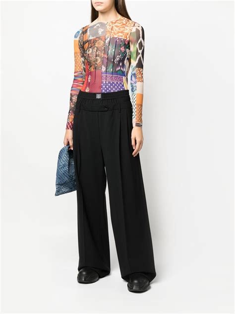 Msgm Layered Waistband Wide Leg Trousers Farfetch