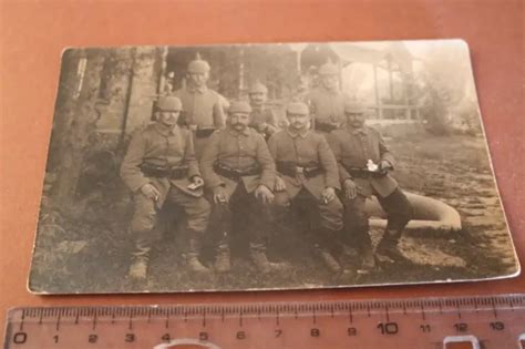 Tolles Altes Foto Gruppe Soldaten Mit Pickelhaube Kragen Iv Eur