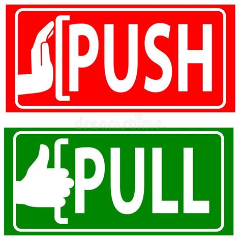 Push And Pull To Open Door Signs Vector Stock Illustration