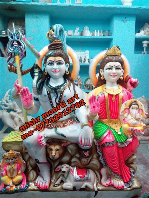 Multicolor Painted Marble Shiv Parivar Statue For Worship At Rs 45000