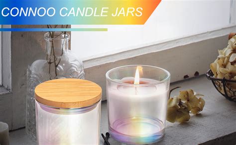 Connoo 12 Pack 10 Oz Iridescent Glass Candle Jars For