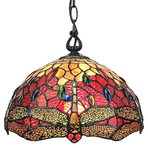 Amora Lighting 2 Light Multi Tiffany Stained Glass Dome Medium Hanging