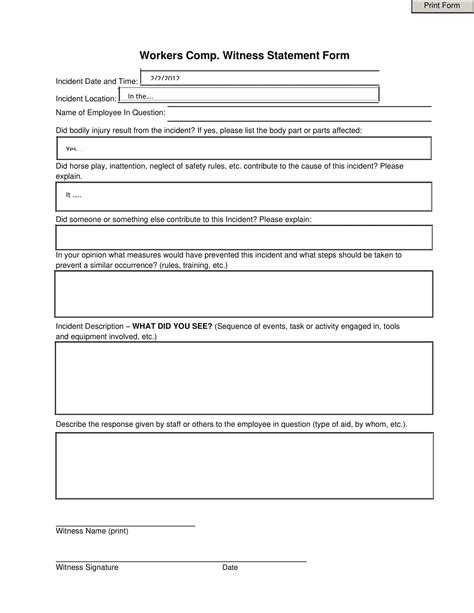 Free Printable Witness Statement Form Templates Pdf Word Example