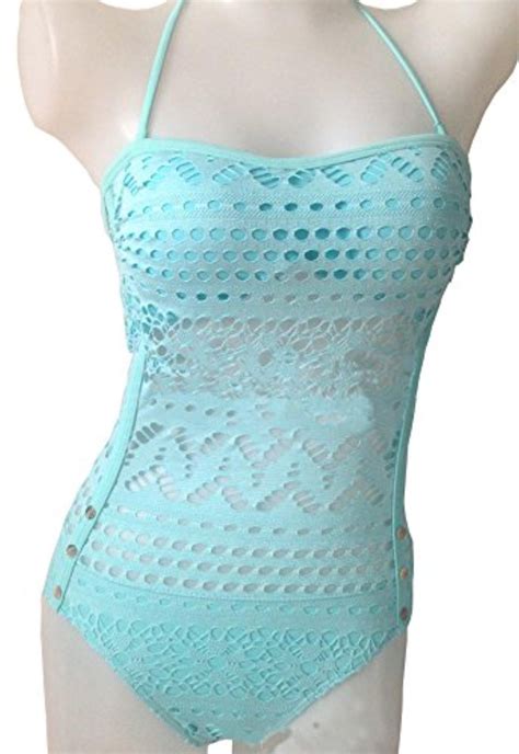 5th Avenue Comfort And Stylish Swimwear Crochet Beach Swimsuit One Piece Knit Bikinilight Blue