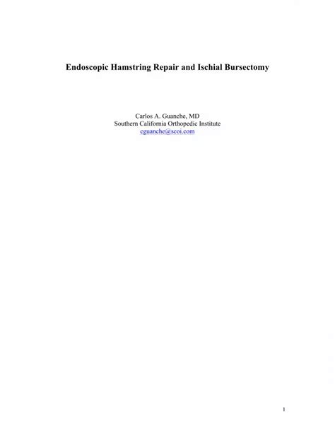 PDF Endoscopic Proximal Hamstring Repair And Ischial Bursectomy