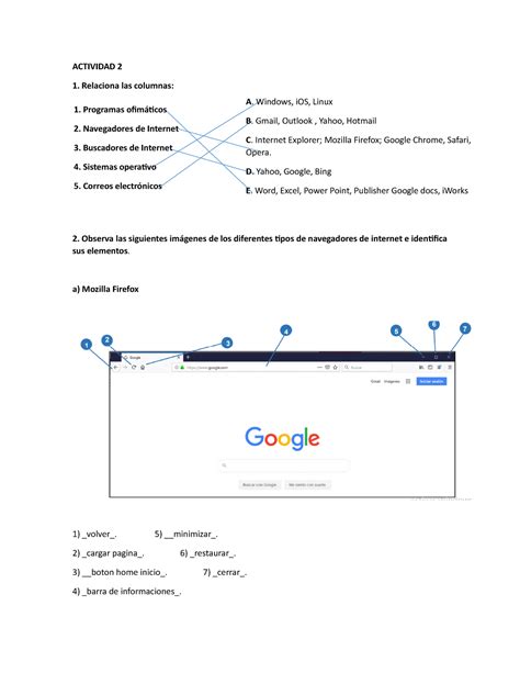 Actividad Descripcion Actividad Relaciona Las Columnas Observa