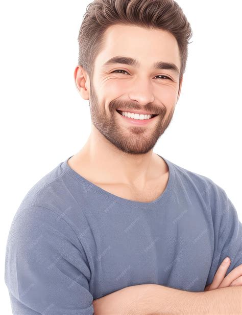 Premium Ai Image Portrait Of Handsome Smiling Man Wearing A Tshirt