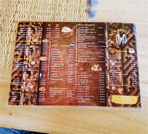 Menu At Cafe Maria Agadir