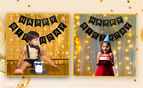 Party Propz Pretty Happy Birthday Banner Gold And Black Birthday Banner For