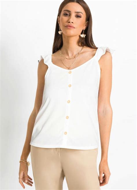 Blusa Babados nas Alças Off White bonprix