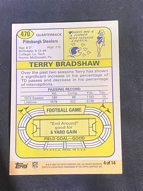 Topps Terry Bradshaw Reprints Auto Ebay