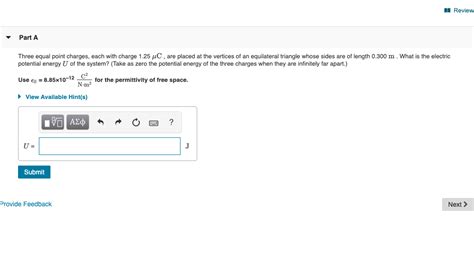 Solved Three equal point charges each with charge 1 25 μCμC Chegg