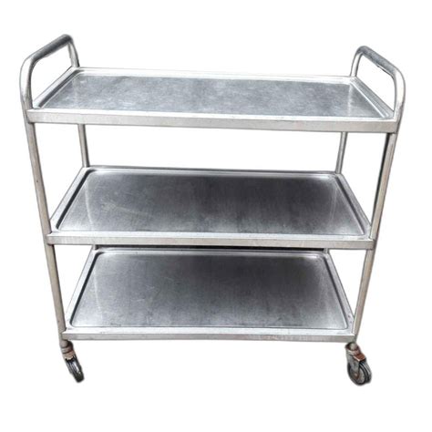 3 Shelves Stainless Steel Kitchen Trolley Buffing Work Size Dimensions