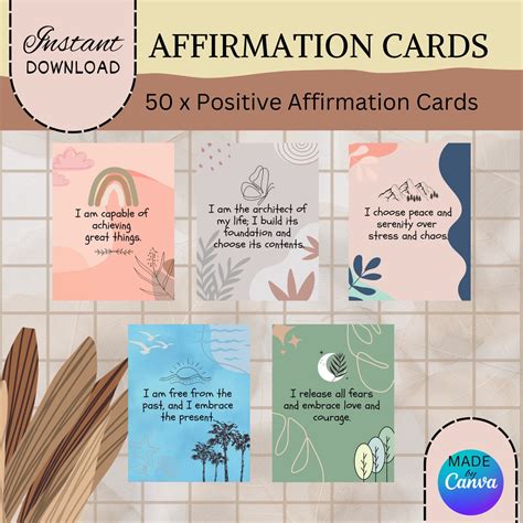 Affirmation Cards Positive Quote Flash Cards Self Esteem Confidence