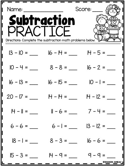 Subtraction St Grade Math Worksheets Printable Activity Etsy Israel