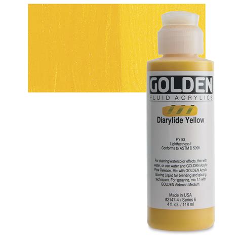 Golden Fluid Acrylics Diarylide Yellow 4 Oz Bottle Blick Art Materials