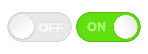 On and Off toggle switch icons. Switch toggle buttons ON OFF. Material design switch buttons set ...