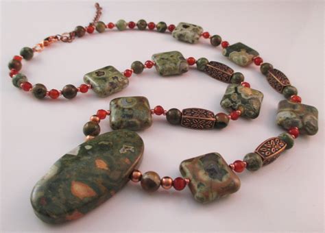 Rhyolite Rainforest Jasper Necklace Protective Healing Jewelry