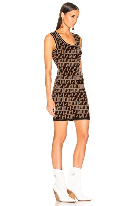 Fendi Logo Knit Dress in Tobacco | FWRD