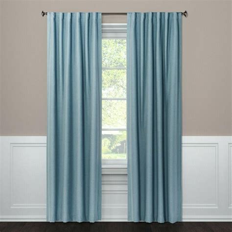 Threshold Blackout Curtain Panel Canterbury Blue Linen 95 74