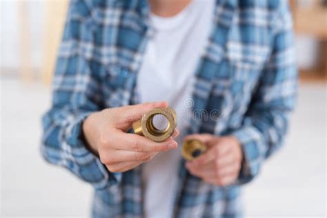 Man Showing Size Copper Plumbing Ring Stock Photo - Image of technology ...