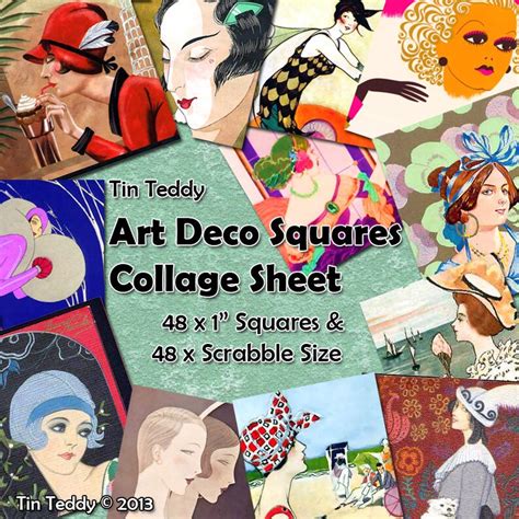 Art Deco Ladies Digital Collage Sheet 1 Inch Squares And Scrabble Sized