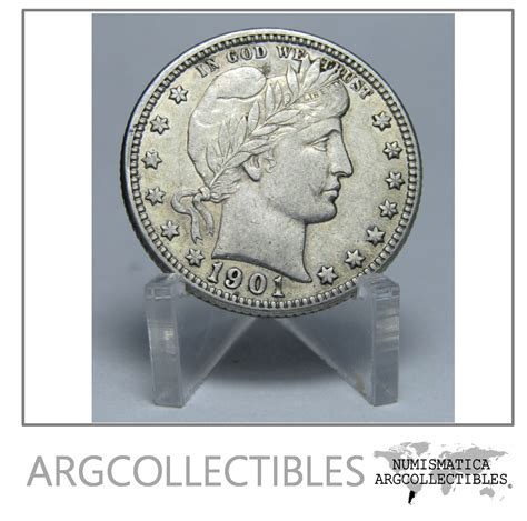 USA Moneda 1 4 Dolar 1901 O Plata Barber KM 114 XF Argcollectibles