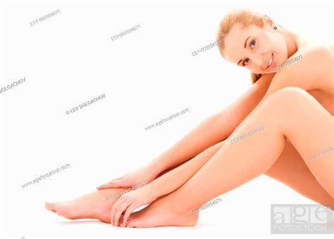 Picture Of Healthy Naked Woman Over White Stock Photo Picture And Low