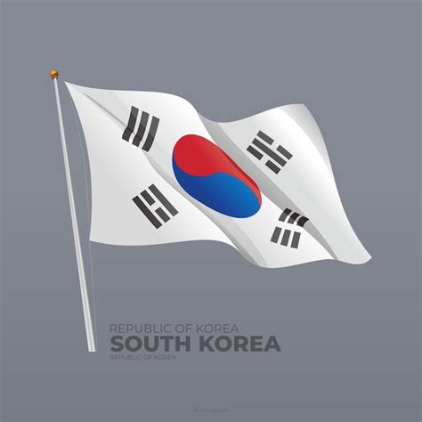 3d Vetor Bandeira Nacional Da Coreia Do Sul Vetor Premium