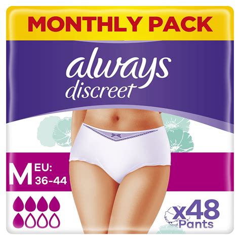 Buy Always Discreet Incontinence Pants Women Medium Low Rise 48 Pants 12 X 4 Packs Odour