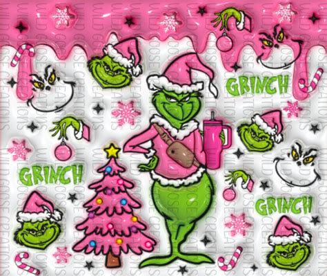 Pink Grinch With Stanley Png Sublimation Wrap Digital Download Etsy