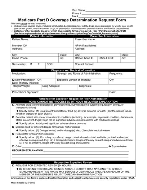 Free Medicare Prior Rx Authorization Form Pdf Eforms