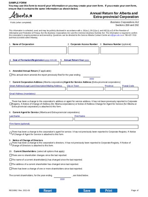 Fillable Online Annual Return For Alberta And Extra Provincial