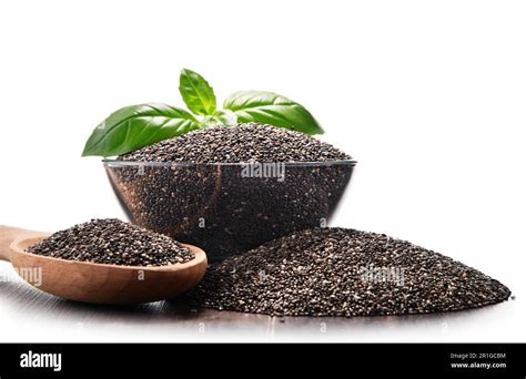 Bowl Of Chia Seeds Isolated On White Stock Photo Alamy